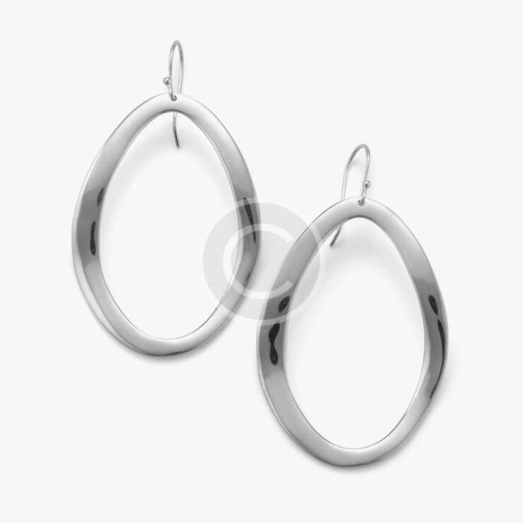 Knife Edge Hoop Oval Earrings