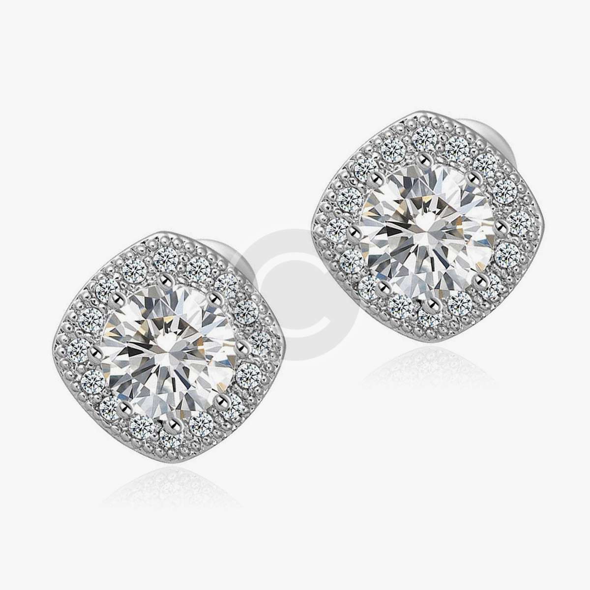 Ornate Silver Diamond Earrnings